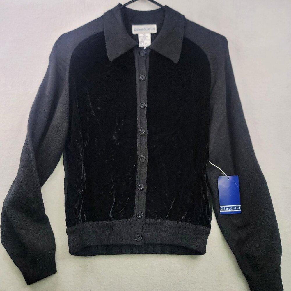 Vintage Robert Scott Ltd Wool Cardigan S Black Whimsygoth Minimalist Capsule